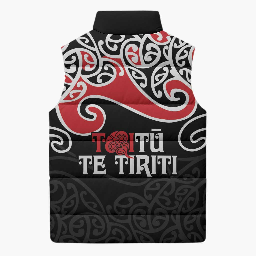 Aotearoa Toitu Te Tiriti Sleeveless Puffer Jacket New Zealand Stand Together Stand Stronger LT9 - Polynesian Pride