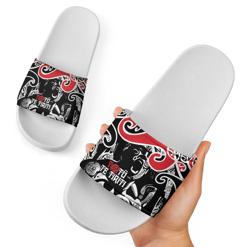 Aotearoa Toitu Te Tiriti Slide Sandals New Zealand Stand Together Stand Stronger LT9 - Polynesian Pride