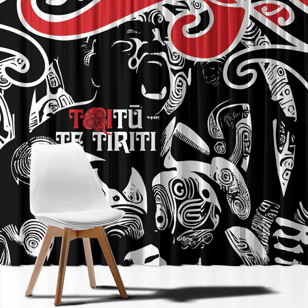 Aotearoa Toitu Te Tiriti Window Curtain New Zealand Stand Together Stand Stronger LT9 - Polynesian Pride
