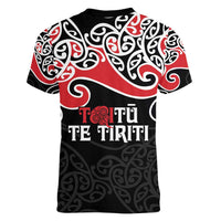 Aotearoa Toitu Te Tiriti Women V-Neck T-Shirt New Zealand Stand Together Stand Stronger LT9 - Polynesian Pride