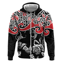 Aotearoa Toitu Te Tiriti Zip Hoodie New Zealand Stand Together Stand Stronger LT9 Zip Hoodie Black - Polynesian Pride