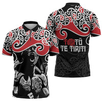 Aotearoa Toitu Te Tiriti Zipper Polo Shirt New Zealand Stand Together Stand Stronger LT9 - Polynesian Pride