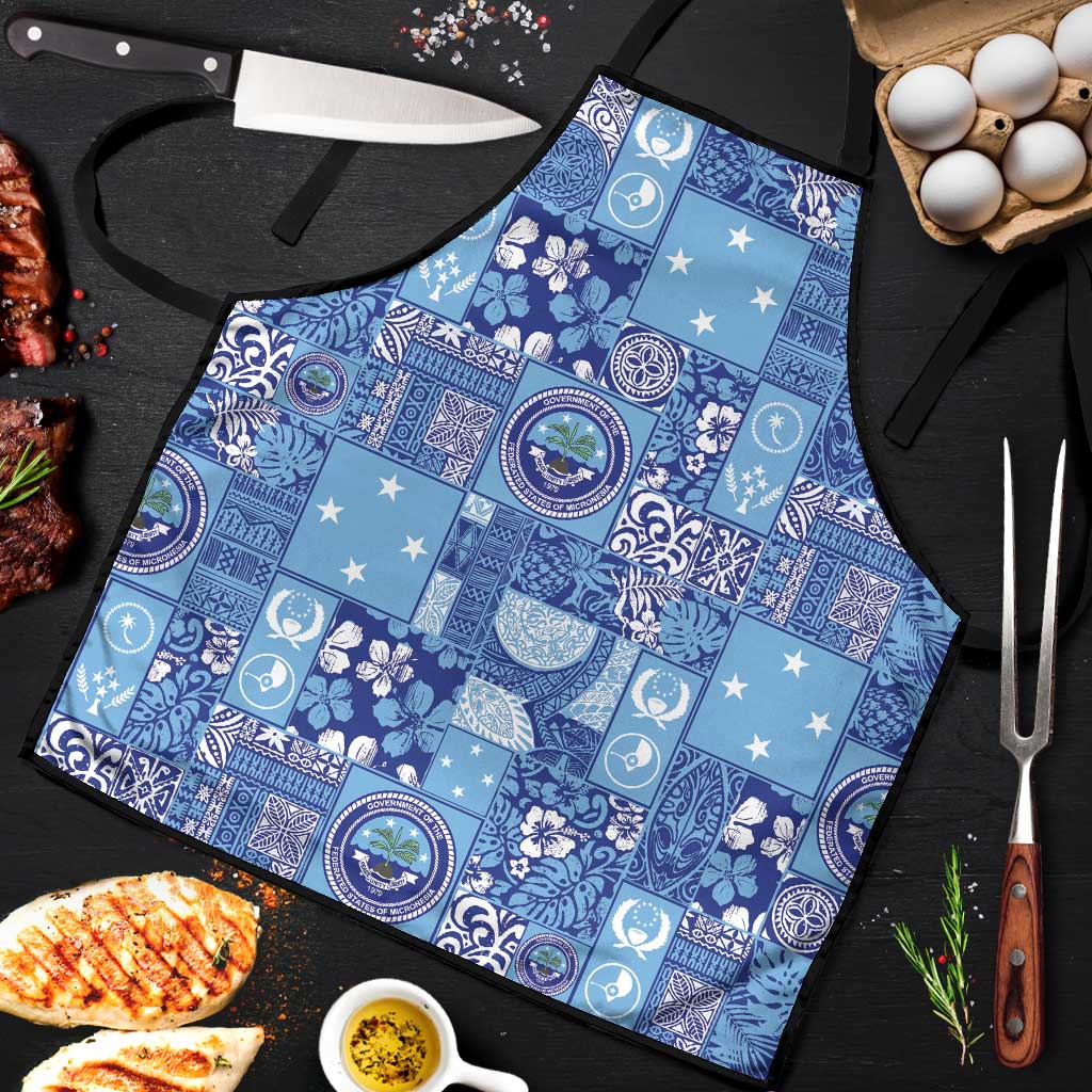 Federated States of Micronesia Merry Christmas Apron Pacific Patchwork Xmas Vibes LT9 Blue - Polynesian Pride