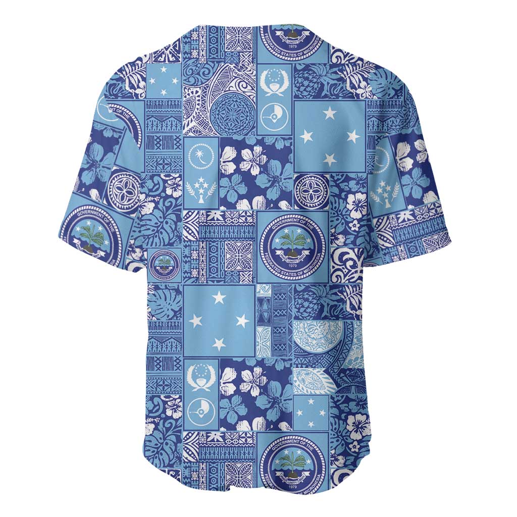 Federated States of Micronesia Merry Christmas Baseball Jersey Pacific Patchwork Xmas Vibes - Polynesian Pride
