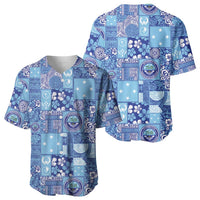 Federated States of Micronesia Merry Christmas Baseball Jersey Pacific Patchwork Xmas Vibes - Polynesian Pride