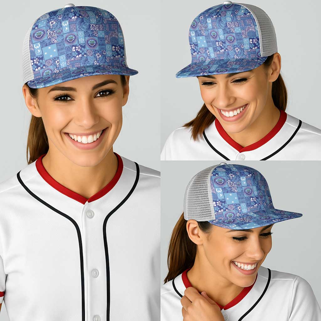 Federated States of Micronesia Merry Christmas Baseball Net Cap Pacific Patchwork Xmas Vibes - Polynesian Pride