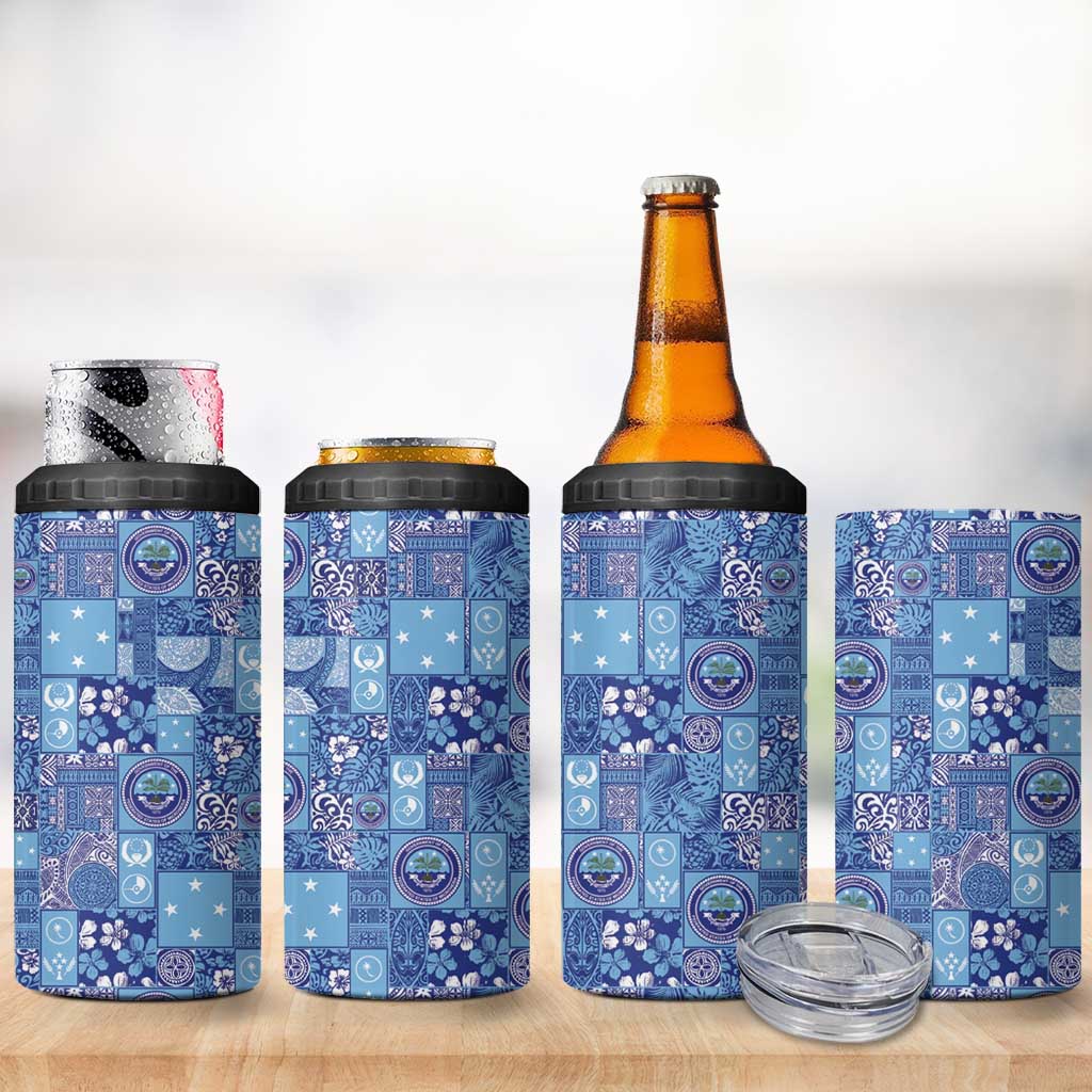 Federated States of Micronesia Merry Christmas 4 in 1 Can Cooler Tumbler Pacific Patchwork Xmas Vibes - Polynesian Pride