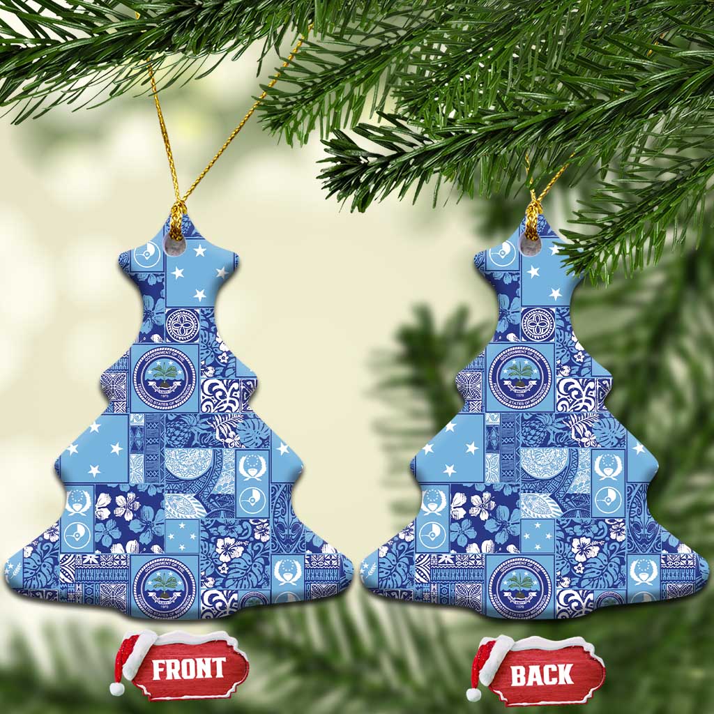 Federated States of Micronesia Merry Christmas Ceramic Ornament Pacific Patchwork Xmas Vibes - Polynesian Pride
