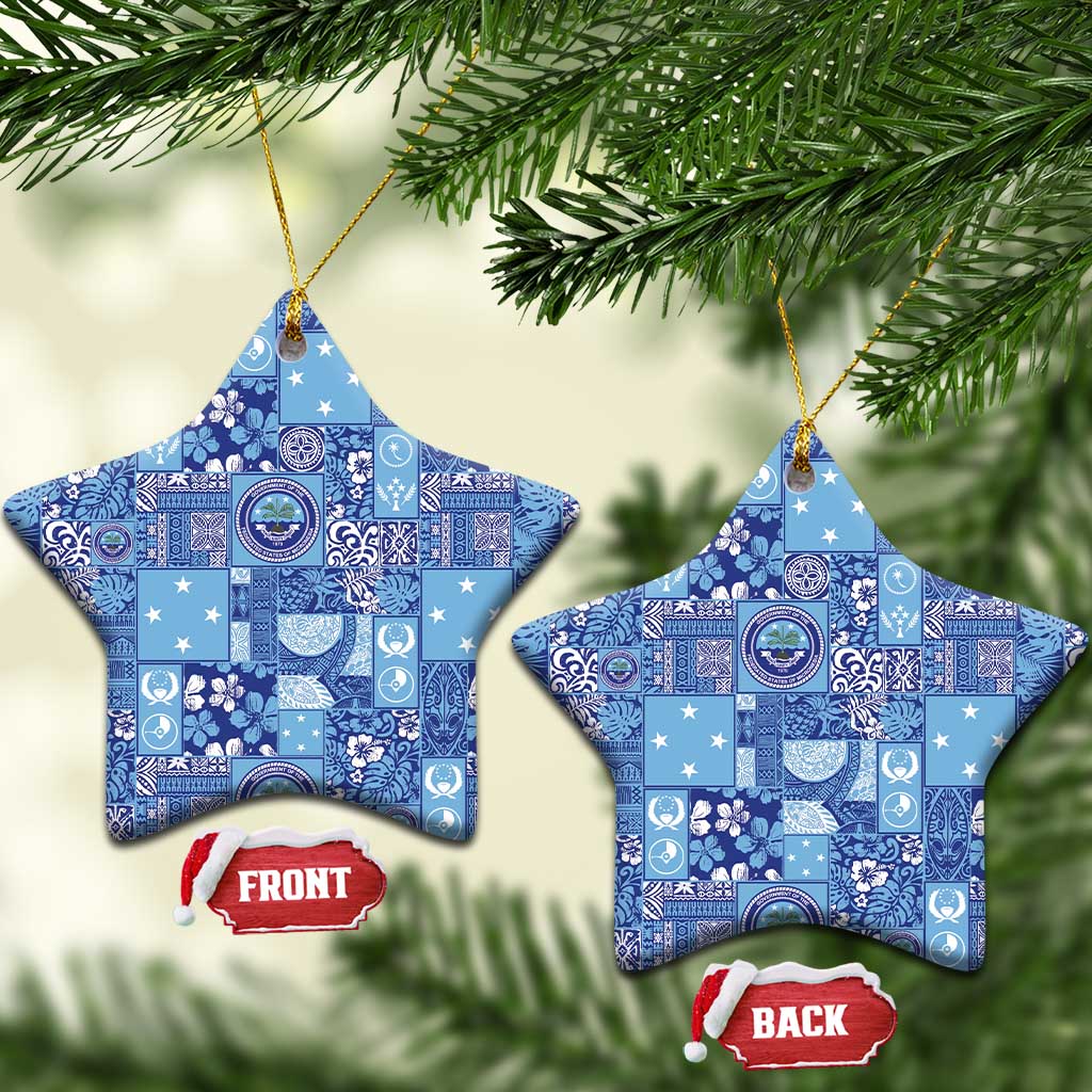 Federated States of Micronesia Merry Christmas Ceramic Ornament Pacific Patchwork Xmas Vibes - Polynesian Pride