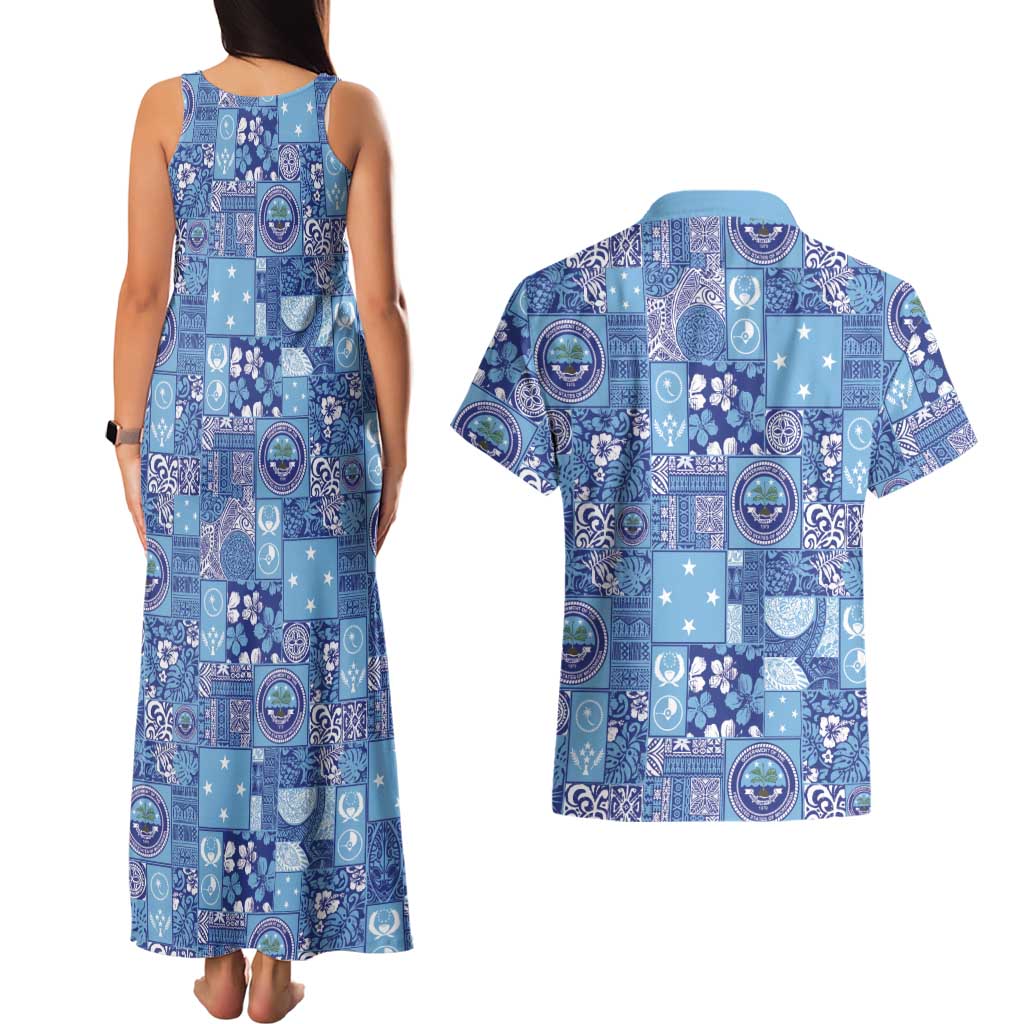 Federated States of Micronesia Merry Christmas Couples Matching Tank Maxi Dress and Hawaiian Shirt Pacific Patchwork Xmas Vibes LT9 - Polynesian Pride