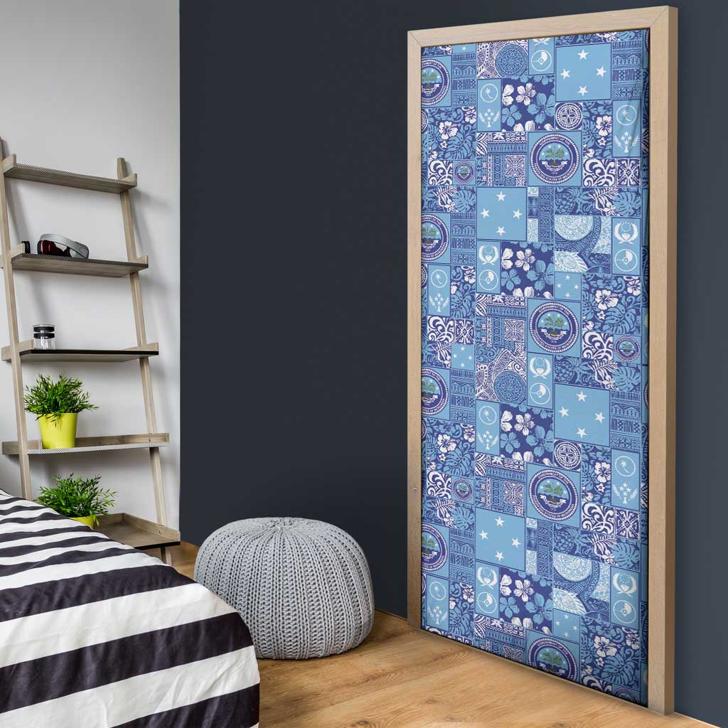 Federated States of Micronesia Merry Christmas Door Cover Pacific Patchwork Xmas Vibes - Polynesian Pride