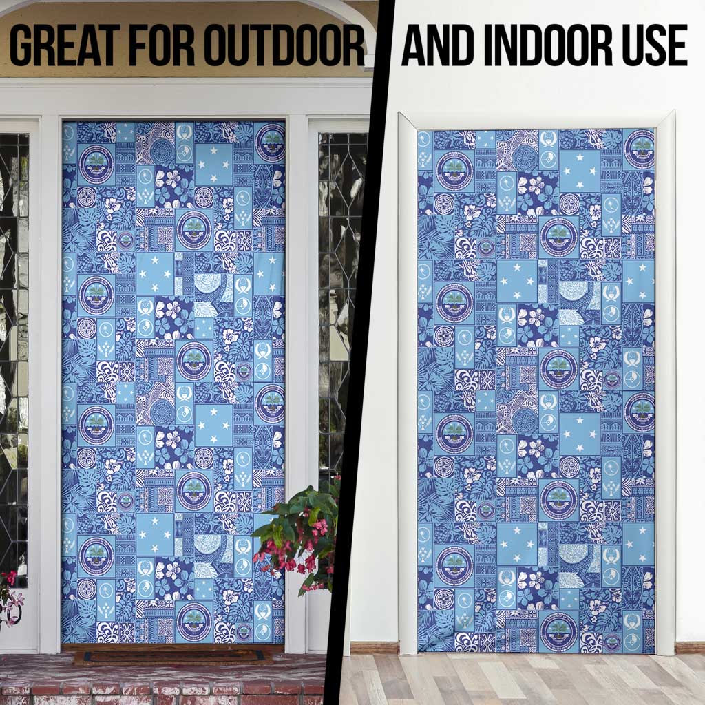 Federated States of Micronesia Merry Christmas Door Cover Pacific Patchwork Xmas Vibes - Polynesian Pride