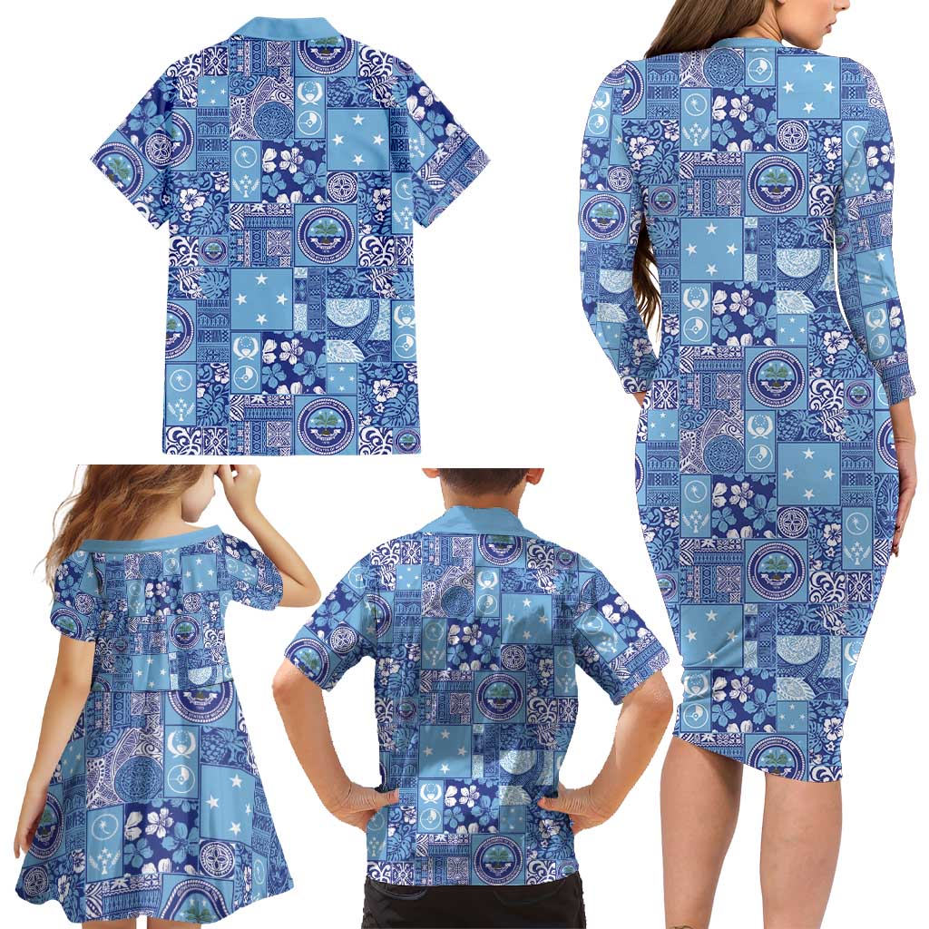 Federated States of Micronesia Merry Christmas Family Matching Long Sleeve Bodycon Dress and Hawaiian Shirt Pacific Patchwork Xmas Vibes LT9 - Polynesian Pride
