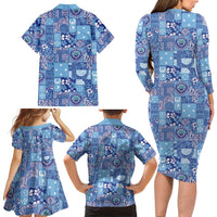 Federated States of Micronesia Merry Christmas Family Matching Long Sleeve Bodycon Dress and Hawaiian Shirt Pacific Patchwork Xmas Vibes LT9 - Polynesian Pride