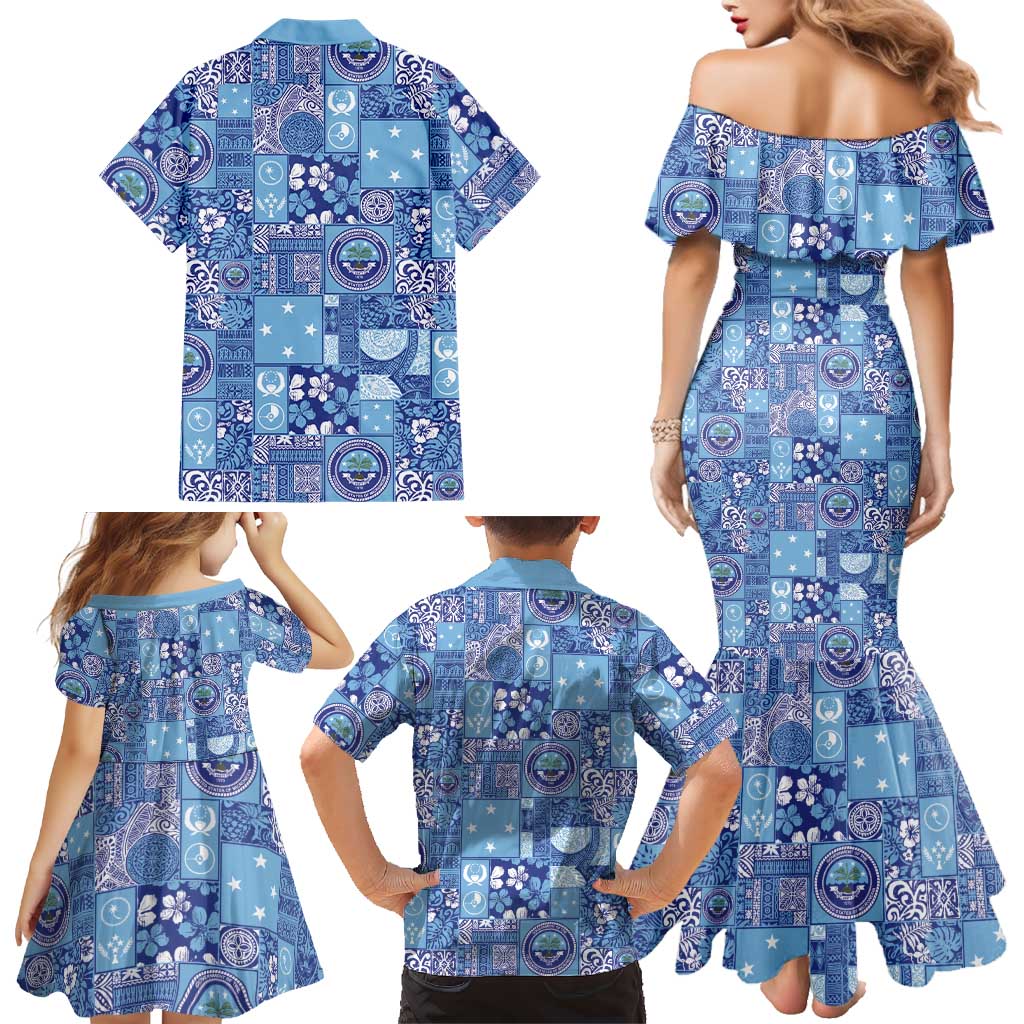 Federated States of Micronesia Merry Christmas Family Matching Mermaid Dress and Hawaiian Shirt Pacific Patchwork Xmas Vibes LT9 - Polynesian Pride