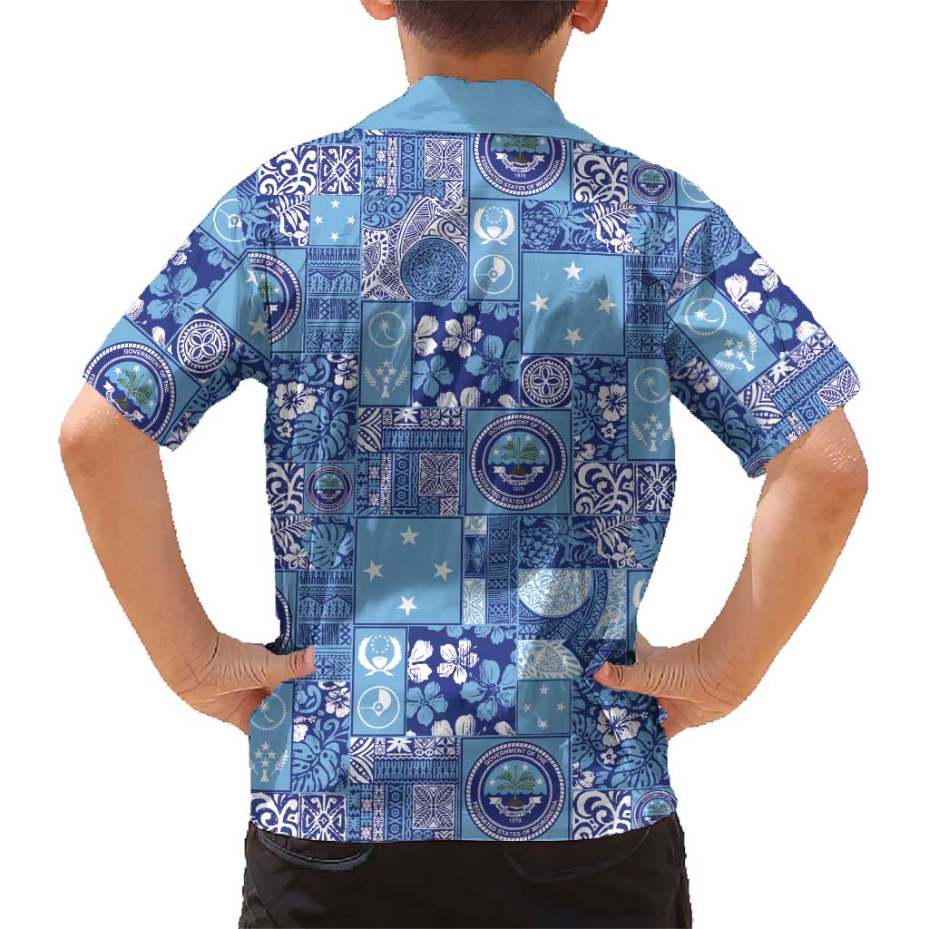 Federated States of Micronesia Merry Christmas Family Matching Off The Shoulder Long Sleeve Dress and Hawaiian Shirt Pacific Patchwork Xmas Vibes LT9 - Polynesian Pride
