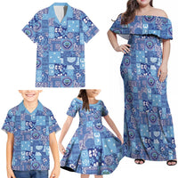 Federated States of Micronesia Merry Christmas Family Matching Off Shoulder Maxi Dress and Hawaiian Shirt Pacific Patchwork Xmas Vibes LT9 - Polynesian Pride