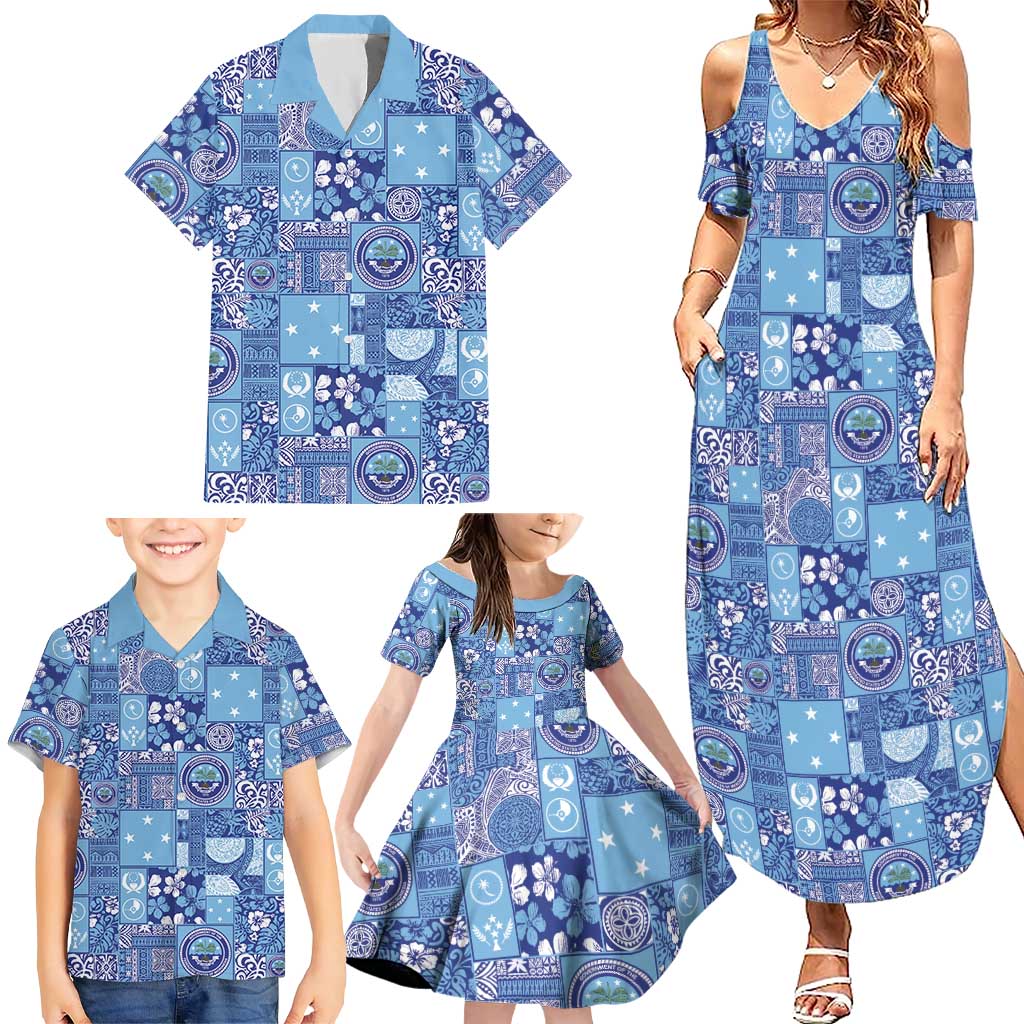 Federated States of Micronesia Merry Christmas Family Matching Summer Maxi Dress and Hawaiian Shirt Pacific Patchwork Xmas Vibes LT9 - Polynesian Pride