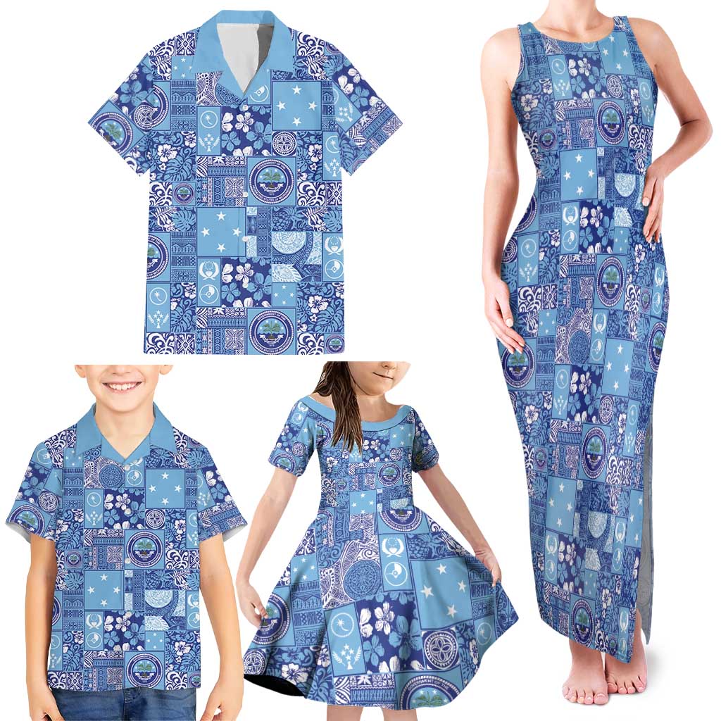 Federated States of Micronesia Merry Christmas Family Matching Tank Maxi Dress and Hawaiian Shirt Pacific Patchwork Xmas Vibes LT9 - Polynesian Pride