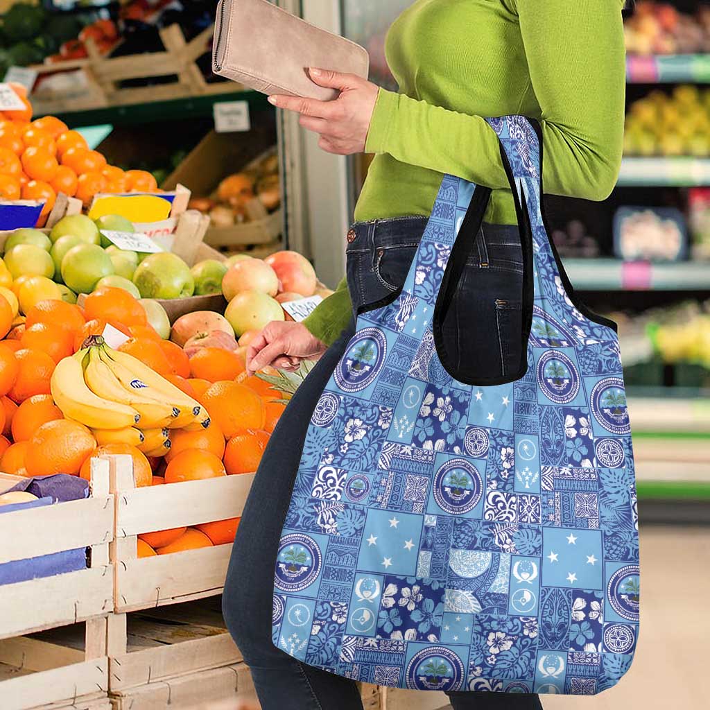 Federated States of Micronesia Merry Christmas Grocery Bag Pacific Patchwork Xmas Vibes - Polynesian Pride