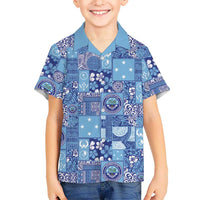 Federated States of Micronesia Merry Christmas Kid Hawaiian Shirt Pacific Patchwork Xmas Vibes - Polynesian Pride