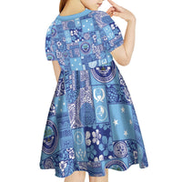 Federated States of Micronesia Merry Christmas Kid Short Sleeve Dress Pacific Patchwork Xmas Vibes LT9 - Polynesian Pride
