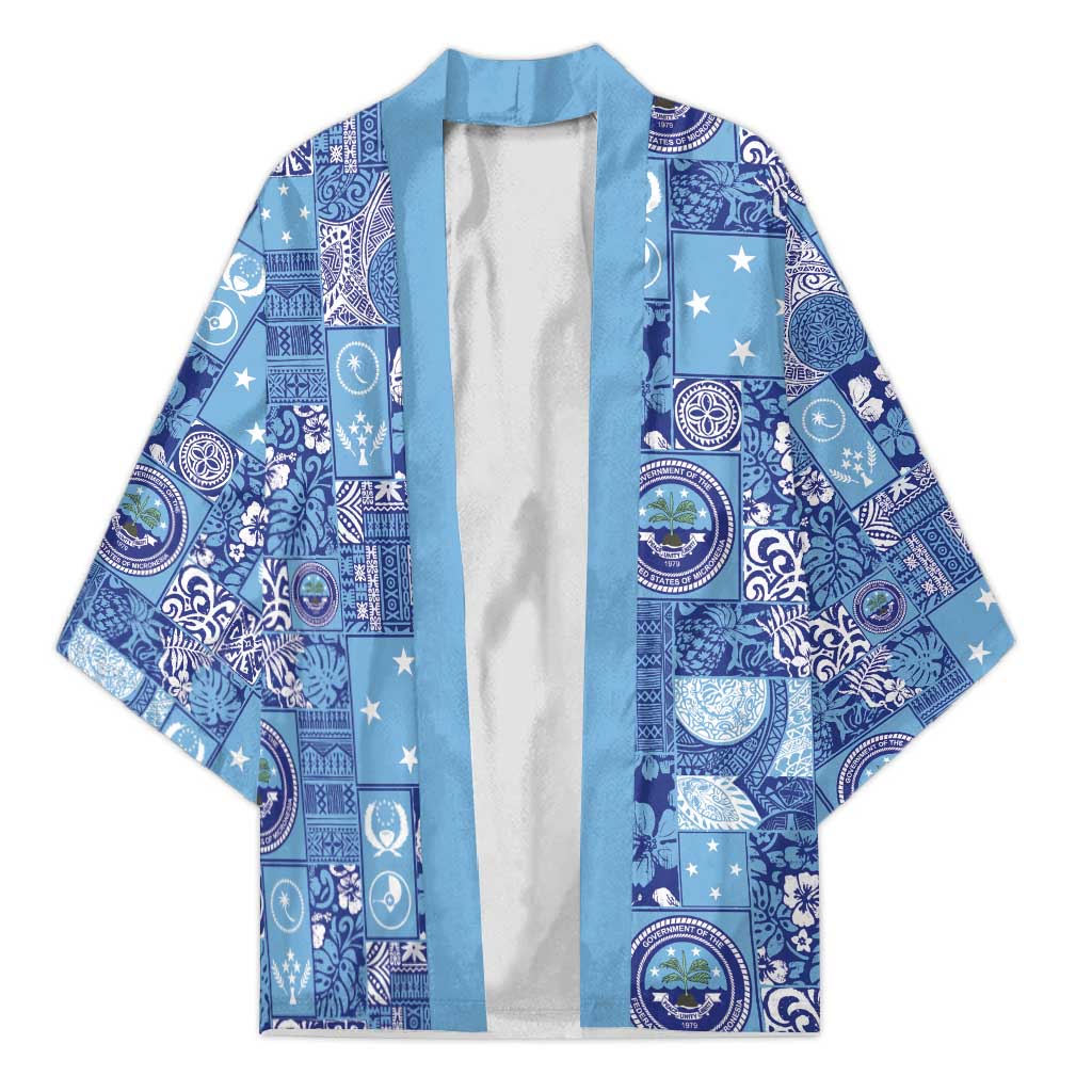 Federated States of Micronesia Merry Christmas Kimono Pacific Patchwork Xmas Vibes LT9 Unisex Blue - Polynesian Pride