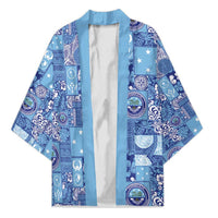 Federated States of Micronesia Merry Christmas Kimono Pacific Patchwork Xmas Vibes LT9 Unisex Blue - Polynesian Pride