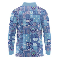Federated States of Micronesia Merry Christmas Long Sleeve Polo Shirt Pacific Patchwork Xmas Vibes LT9 - Polynesian Pride