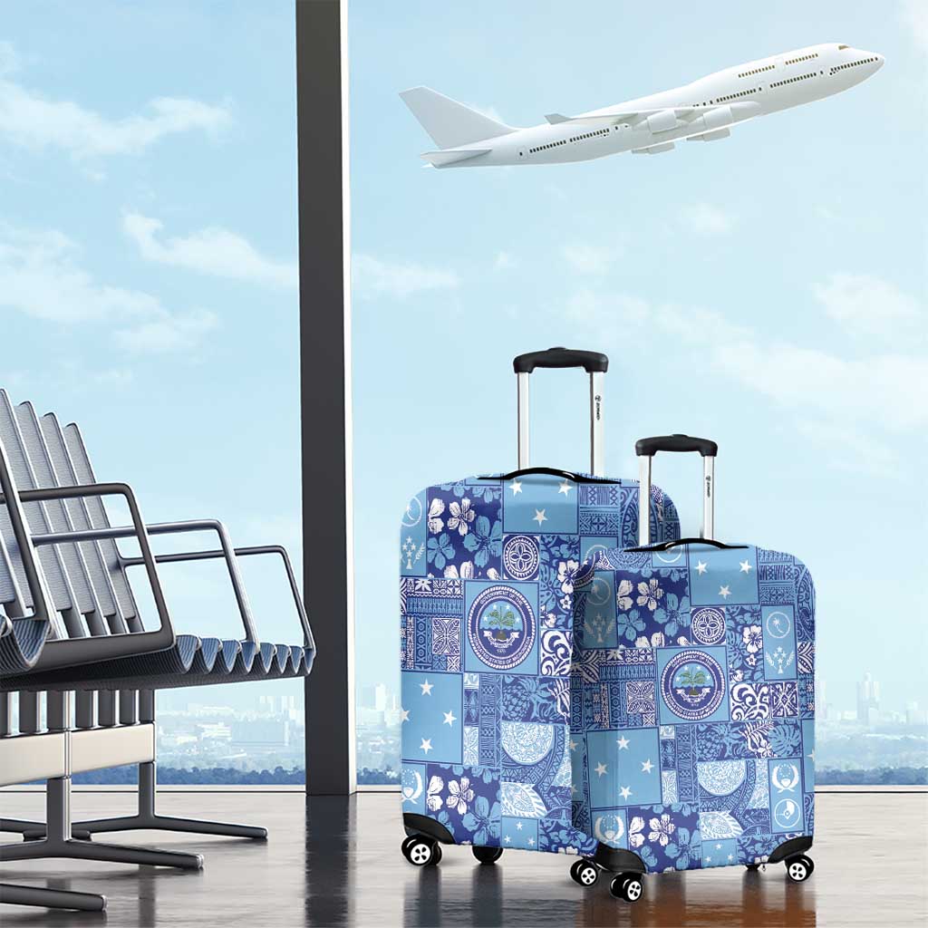 Federated States of Micronesia Merry Christmas Luggage Cover Pacific Patchwork Xmas Vibes - Polynesian Pride