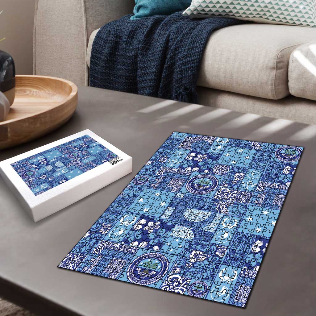 Federated States of Micronesia Merry Christmas Puzzle Pacific Patchwork Xmas Vibes - Polynesian Pride