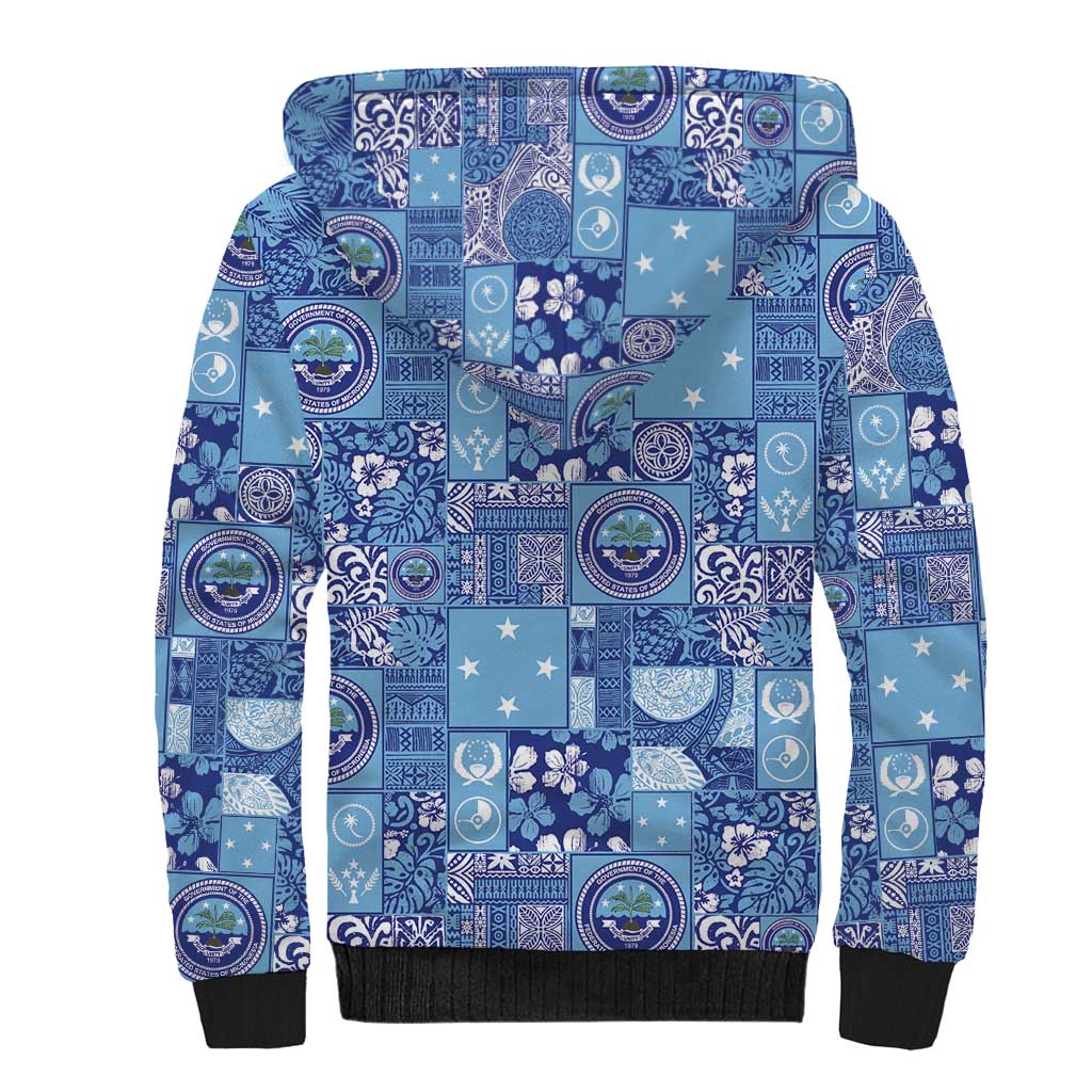 Federated States of Micronesia Merry Christmas Sherpa Hoodie Pacific Patchwork Xmas Vibes - Polynesian Pride