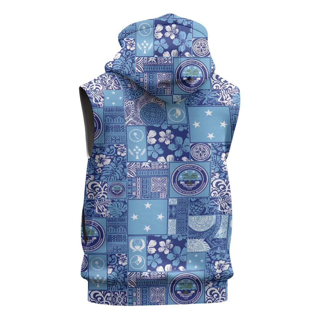Federated States of Micronesia Merry Christmas Sleeveless Hoodie Pacific Patchwork Xmas Vibes - Polynesian Pride