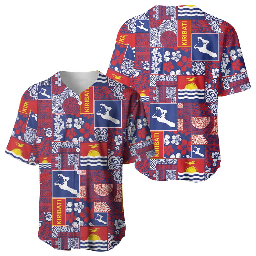 Kiribati Tekeraoi n te Kiritimati Baseball Jersey Pacific Patchwork Xmas Vibes - Polynesian Pride