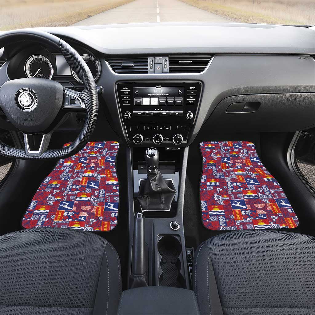 Kiribati Tekeraoi n te Kiritimati Car Mats Pacific Patchwork Xmas Vibes LT9 Set 2pcs - Front Red - Polynesian Pride