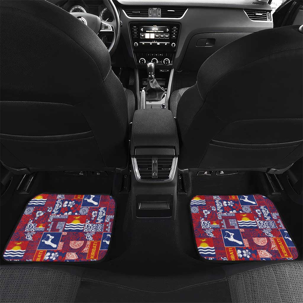 Kiribati Tekeraoi n te Kiritimati Car Mats Pacific Patchwork Xmas Vibes LT9 Set 2pcs - Back Red - Polynesian Pride