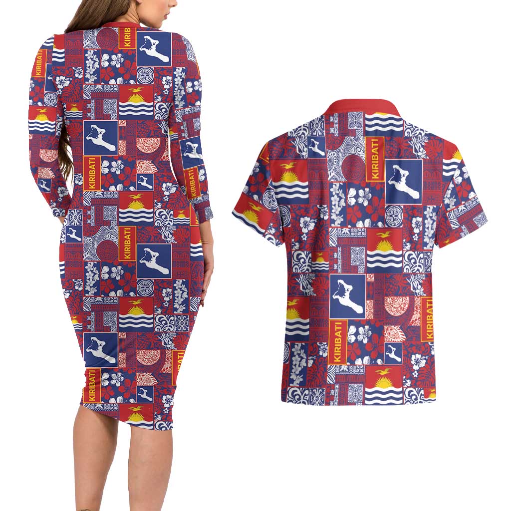 Kiribati Tekeraoi n te Kiritimati Couples Matching Long Sleeve Bodycon Dress and Hawaiian Shirt Pacific Patchwork Xmas Vibes LT9 - Polynesian Pride