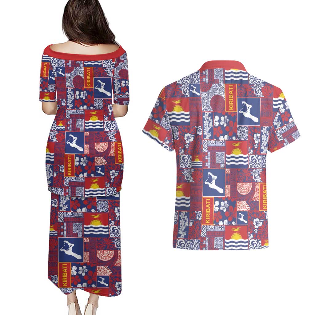 Kiribati Tekeraoi n te Kiritimati Couples Matching Puletasi and Hawaiian Shirt Pacific Patchwork Xmas Vibes - Polynesian Pride