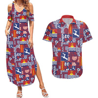 Kiribati Tekeraoi n te Kiritimati Couples Matching Summer Maxi Dress and Hawaiian Shirt Pacific Patchwork Xmas Vibes - Polynesian Pride