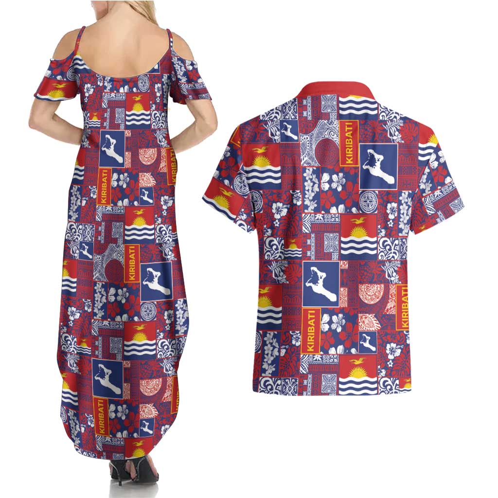 Kiribati Tekeraoi n te Kiritimati Couples Matching Summer Maxi Dress and Hawaiian Shirt Pacific Patchwork Xmas Vibes - Polynesian Pride