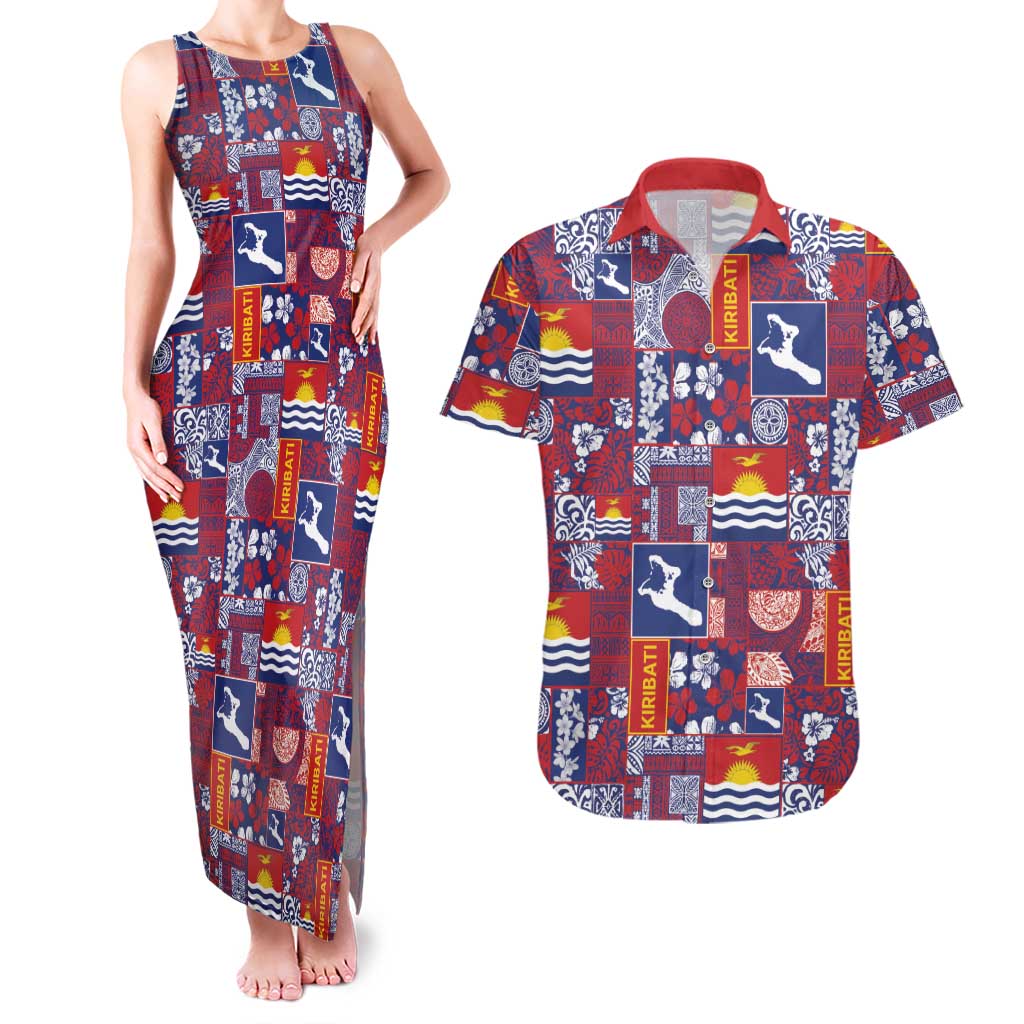 Kiribati Tekeraoi n te Kiritimati Couples Matching Tank Maxi Dress and Hawaiian Shirt Pacific Patchwork Xmas Vibes - Polynesian Pride