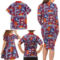 Kiribati Tekeraoi n te Kiritimati Family Matching Long Sleeve Bodycon Dress and Hawaiian Shirt Pacific Patchwork Xmas Vibes LT9 - Polynesian Pride