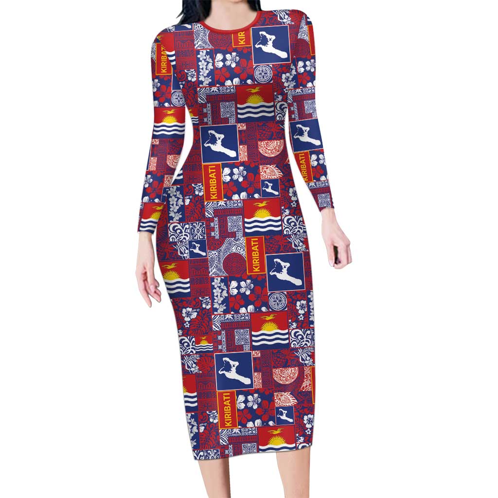 Kiribati Tekeraoi n te Kiritimati Family Matching Long Sleeve Bodycon Dress and Hawaiian Shirt Pacific Patchwork Xmas Vibes LT9 Mom's Dress Red - Polynesian Pride