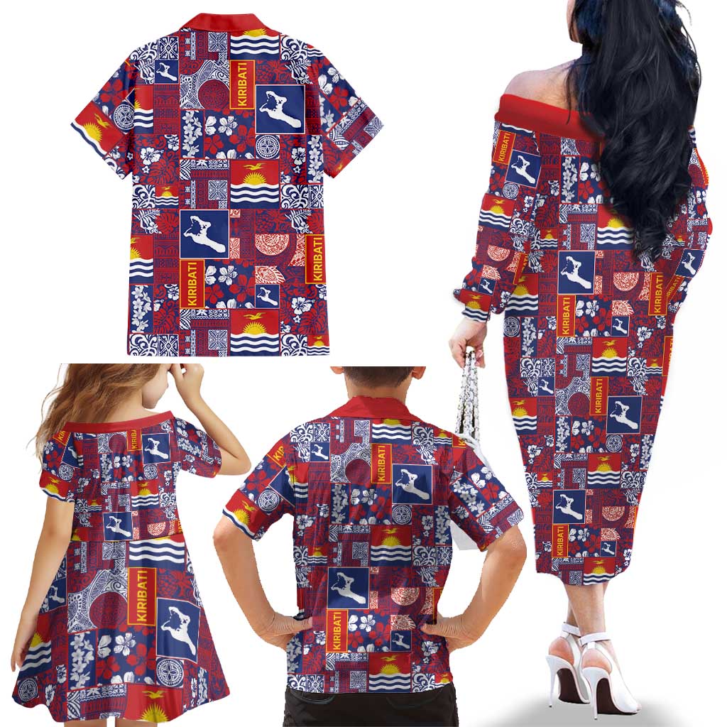 Kiribati Tekeraoi n te Kiritimati Family Matching Off The Shoulder Long Sleeve Dress and Hawaiian Shirt Pacific Patchwork Xmas Vibes LT9 - Polynesian Pride