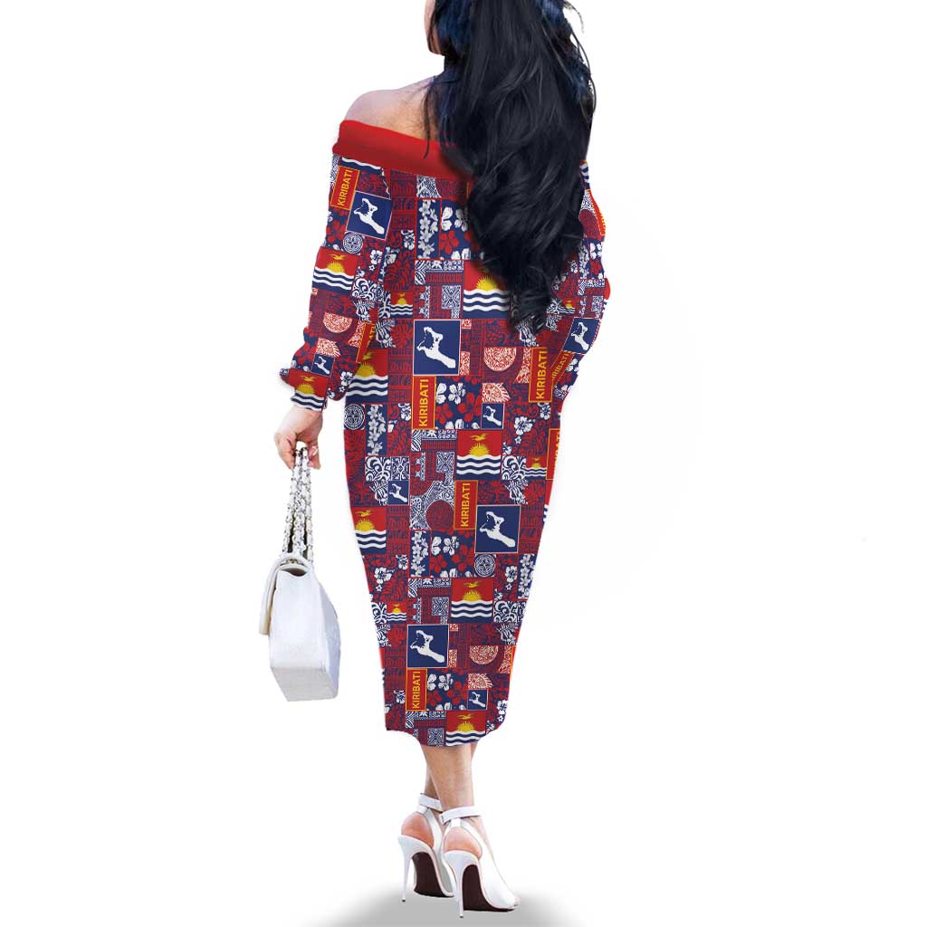 Kiribati Tekeraoi n te Kiritimati Family Matching Off The Shoulder Long Sleeve Dress and Hawaiian Shirt Pacific Patchwork Xmas Vibes LT9 - Polynesian Pride