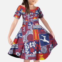 Kiribati Tekeraoi n te Kiritimati Family Matching Off Shoulder Maxi Dress and Hawaiian Shirt Pacific Patchwork Xmas Vibes LT9 Daughter's Dress Red - Polynesian Pride