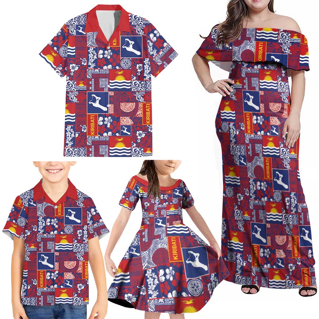 Kiribati Tekeraoi n te Kiritimati Family Matching Off Shoulder Maxi Dress and Hawaiian Shirt Pacific Patchwork Xmas Vibes LT9 - Polynesian Pride