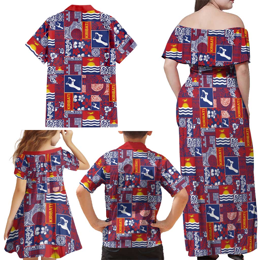 Kiribati Tekeraoi n te Kiritimati Family Matching Off Shoulder Maxi Dress and Hawaiian Shirt Pacific Patchwork Xmas Vibes LT9 - Polynesian Pride