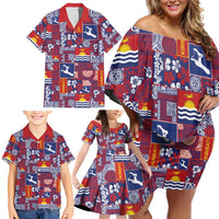 Kiribati Tekeraoi n te Kiritimati Family Matching Off Shoulder Short Dress and Hawaiian Shirt Pacific Patchwork Xmas Vibes LT9 - Polynesian Pride