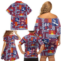 Kiribati Tekeraoi n te Kiritimati Family Matching Off Shoulder Short Dress and Hawaiian Shirt Pacific Patchwork Xmas Vibes LT9 - Polynesian Pride